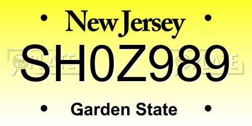 SH0Z989 New Jersey License Plate