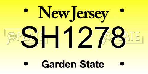 SH1278 New Jersey License Plate