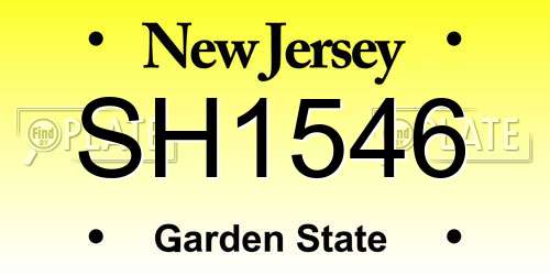 SH1546 New Jersey License Plate