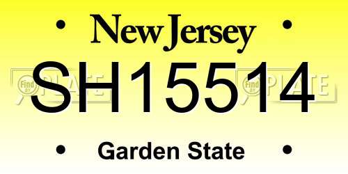 SH15514 New Jersey License Plate