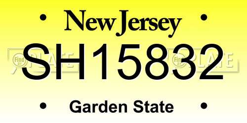 SH15832 New Jersey License Plate