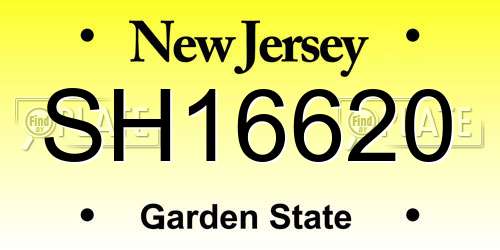 SH16620 New Jersey License Plate