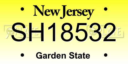 SH18532 New Jersey License Plate