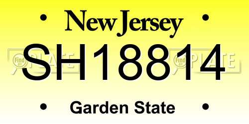 SH18814 New Jersey License Plate