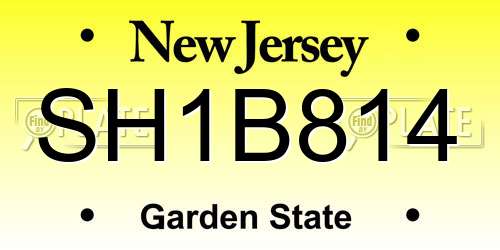 SH1B814 New Jersey License Plate