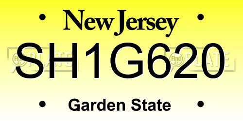 SH1G620 New Jersey License Plate