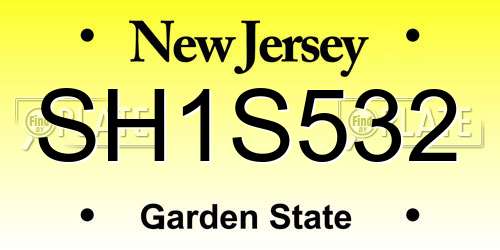 SH1S532 New Jersey License Plate