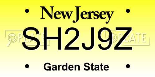 SH2J9Z New Jersey License Plate