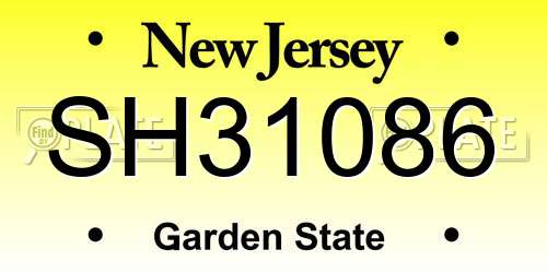SH31086 New Jersey License Plate