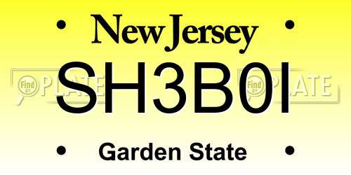 SH3B0I New Jersey License Plate