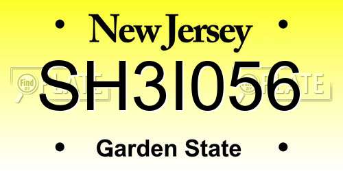 SH3I056 New Jersey License Plate