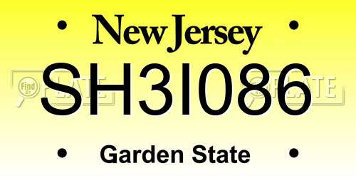 SH3I086 New Jersey License Plate