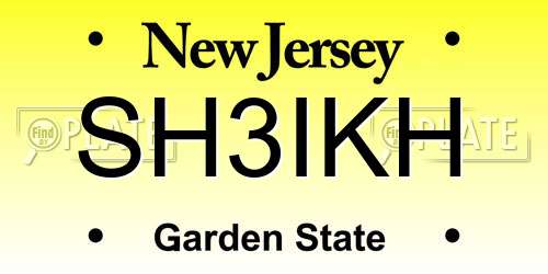 SH3IKH New Jersey License Plate