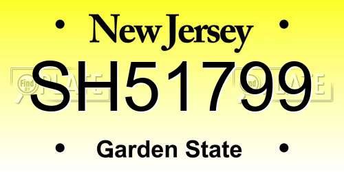 SH51799 New Jersey License Plate
