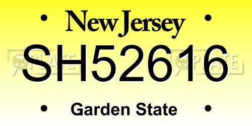 SH52616 New Jersey License Plate