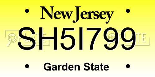 SH5I799 New Jersey License Plate