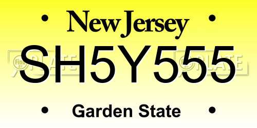 SH5Y555 New Jersey License Plate