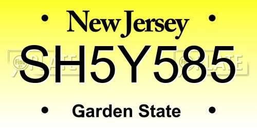 SH5Y585 New Jersey License Plate