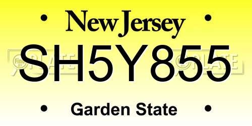 SH5Y855 New Jersey License Plate