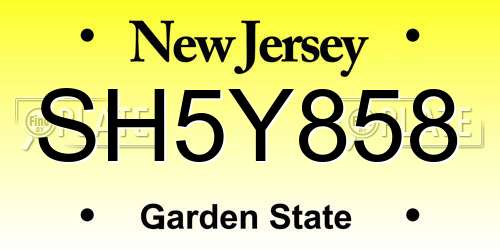 SH5Y858 New Jersey License Plate