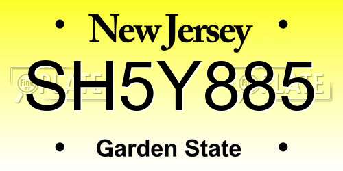 SH5Y885 New Jersey License Plate