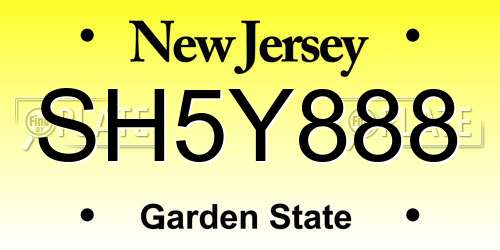 SH5Y888 New Jersey License Plate