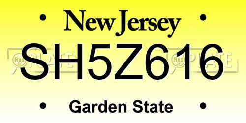 SH5Z616 New Jersey License Plate