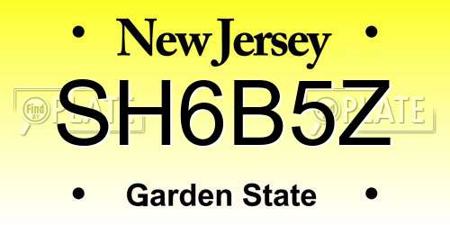 SH6B5Z New Jersey License Plate