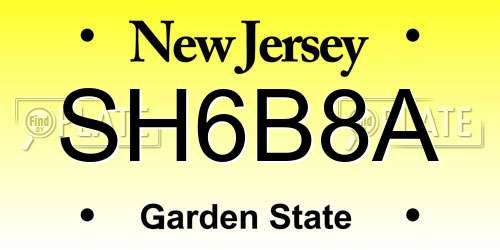 SH6B8A New Jersey License Plate