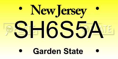 SH6S5A New Jersey License Plate