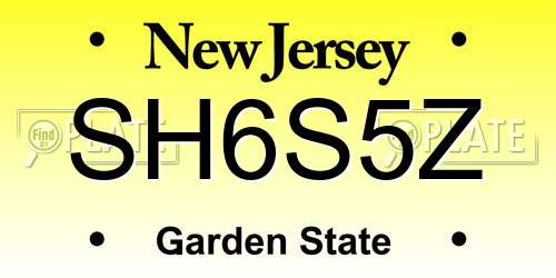 SH6S5Z New Jersey License Plate