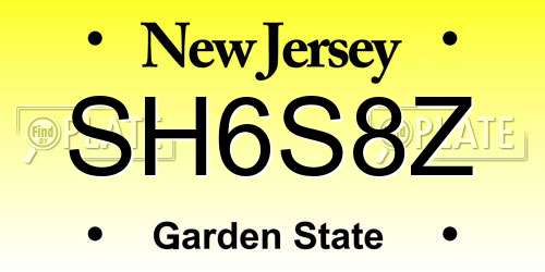 SH6S8Z New Jersey License Plate
