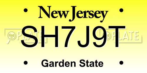 SH7J9T New Jersey License Plate