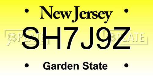SH7J9Z New Jersey License Plate