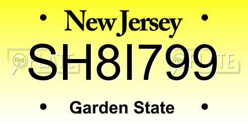 SH8I799 New Jersey License Plate