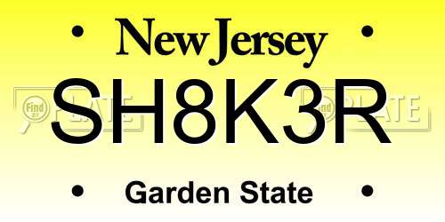 SH8K3R New Jersey License Plate