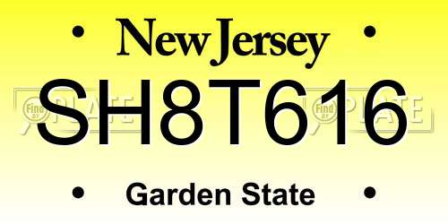 SH8T616 New Jersey License Plate