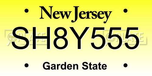SH8Y555 New Jersey License Plate