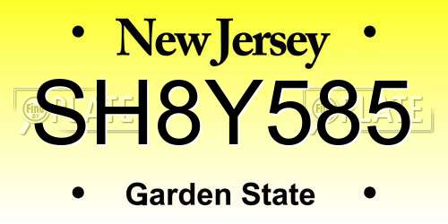 SH8Y585 New Jersey License Plate