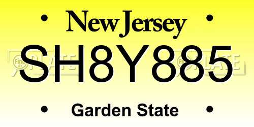 SH8Y885 New Jersey License Plate