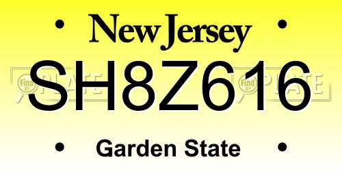 SH8Z616 New Jersey License Plate