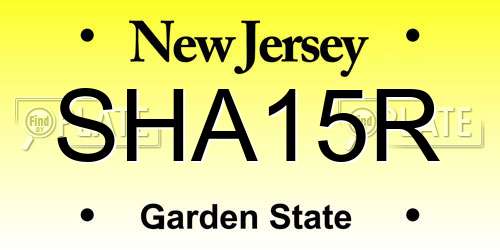 SHA15R New Jersey License Plate