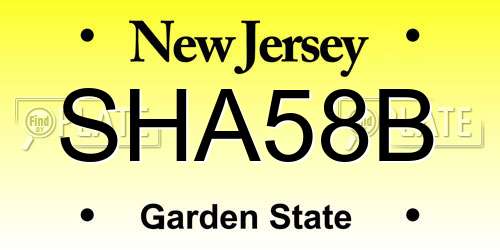 SHA58B New Jersey License Plate