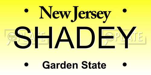 SHADEY New Jersey License Plate