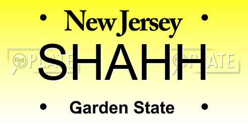 SHAHH New Jersey License Plate