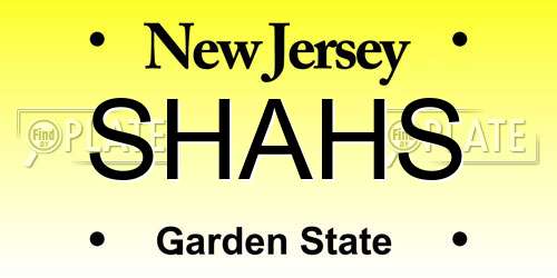 SHAHS New Jersey License Plate