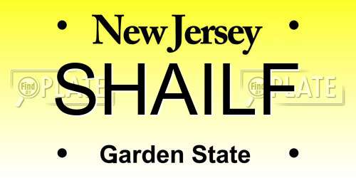 SHAILF New Jersey License Plate