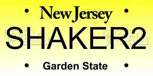 SHAKER2 New Jersey License Plate