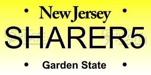 SHARER5 New Jersey License Plate