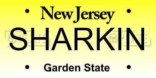 SHARKIN New Jersey License Plate